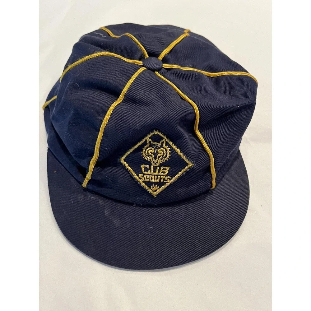 VINTAGE 1960's BSOA Official‎ Cub Scouts Cap Hat Blue & Gold Size 6 7/8ths